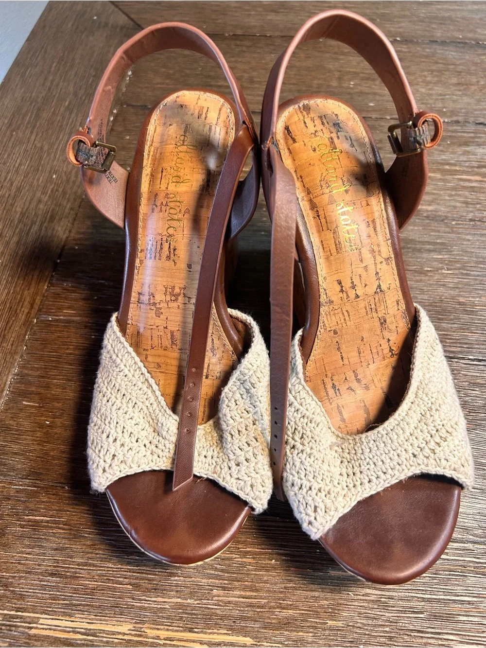 Altar’d State crotched cork wedge ankle strap heels size 7.5